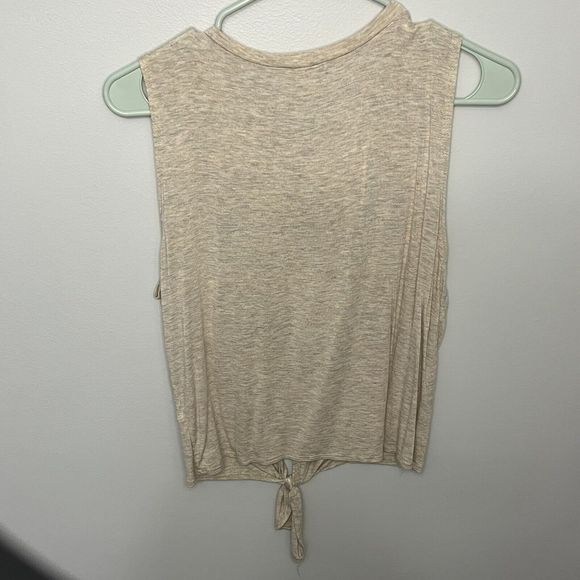 Dirtee Laundry Sleeveless Tank Top Dream Love Inspire Beige Tan Tie Front Small - Picture 6 of 8